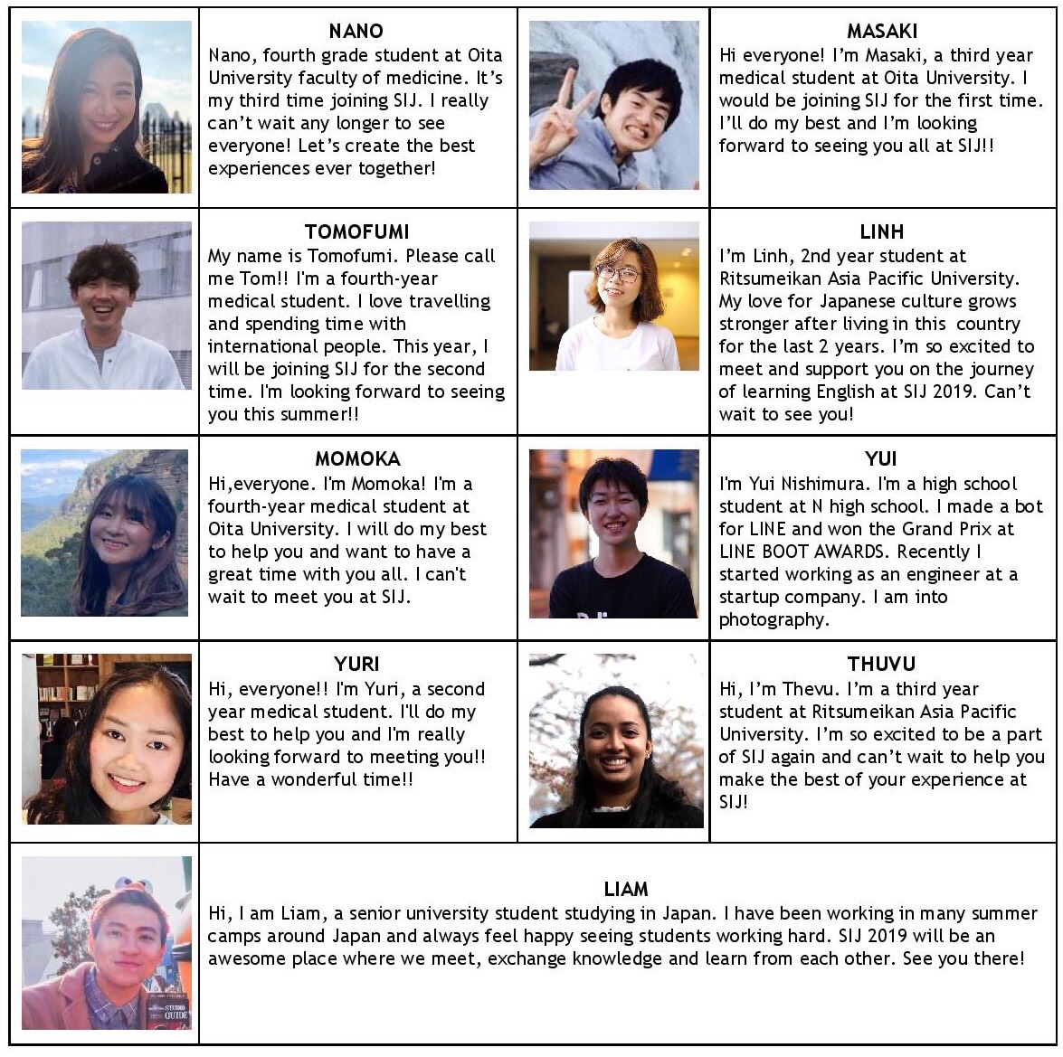 Sij19 College Student Teaching Assistants Team Oita Summer In Japan